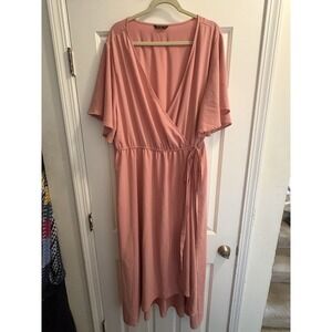 SHEIN Curve 4XL Coral Dress Cross Over Top Maxi Length